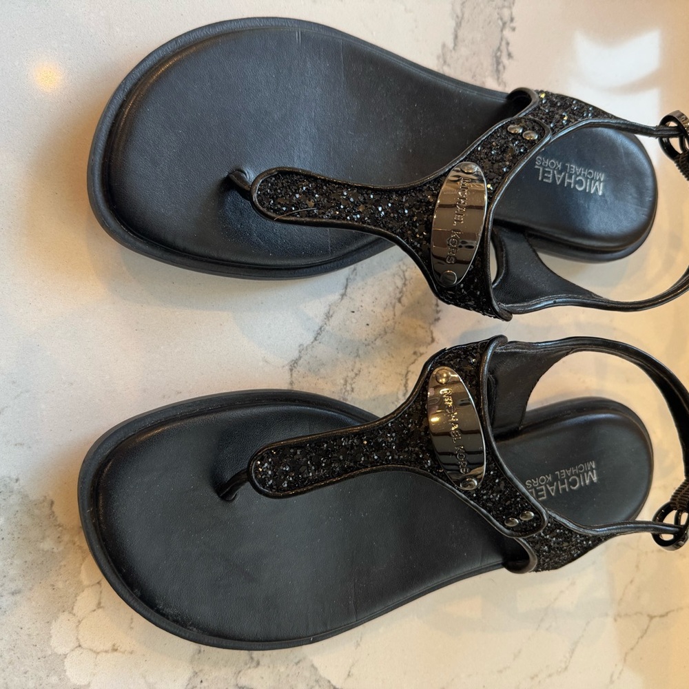 Michael Kors Black Sparkle Sandals with Ankle Strap only worn once!